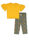 Tuc Tuc Girl Top and Capri Legging Set, Yellow Multi