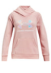 Under Armour Girls Rival Fleece Core Logo Hoodie, Pink