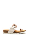 Unisa Carpon Leather Chain Slider Sandals, Ivory