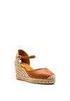 Unisa Caceres Leather Espadrille Wedges, Tan