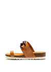 Unisa Carpon Leather Chain Slider Sandals, Tan