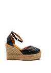 Unisa Cifens Quilted Stud Espadrille Wedges, Black