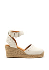 Unisa Cliver Leather Studded Wedged Sandals, Ivory