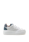 Unisa Leather Fraile Chunky Platform Trainers, White and Blue