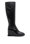 Unisa Leather Knee High Wedged Boot, Black