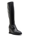 Unisa Leather Knee High Wedged Boot, Black
