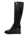 Unisa Leather Knee High Wedged Boot, Black