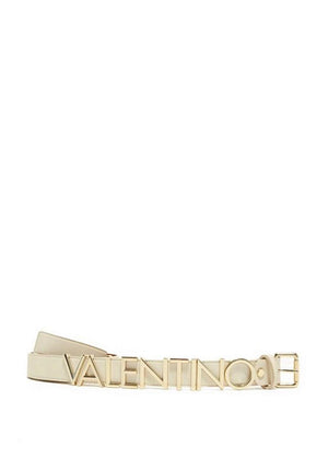 Valentino Emma Logo Thin Belt, Ecru