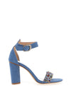 REDZ Suede Embellishment Heeled Sandals, Blue