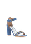 REDZ Suede Embellishment Heeled Sandals, Blue