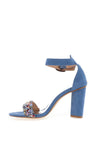 REDZ Suede Embellishment Heeled Sandals, Blue