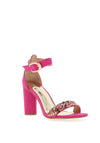 REDZ Suede Embellishment Heeled Sandals, Fuchsia