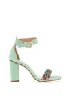 REDZ Suede Embellishment Heeled Sandals, Mint Green