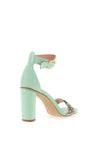 REDZ Suede Embellishment Heeled Sandals, Mint Green