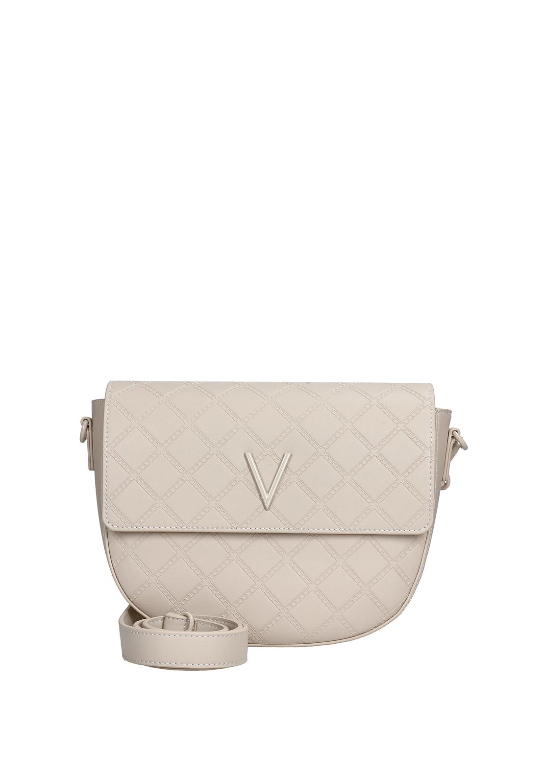 Valentino Handbags Half Moon Blush Debossed Crossbody Bag, Ecru
