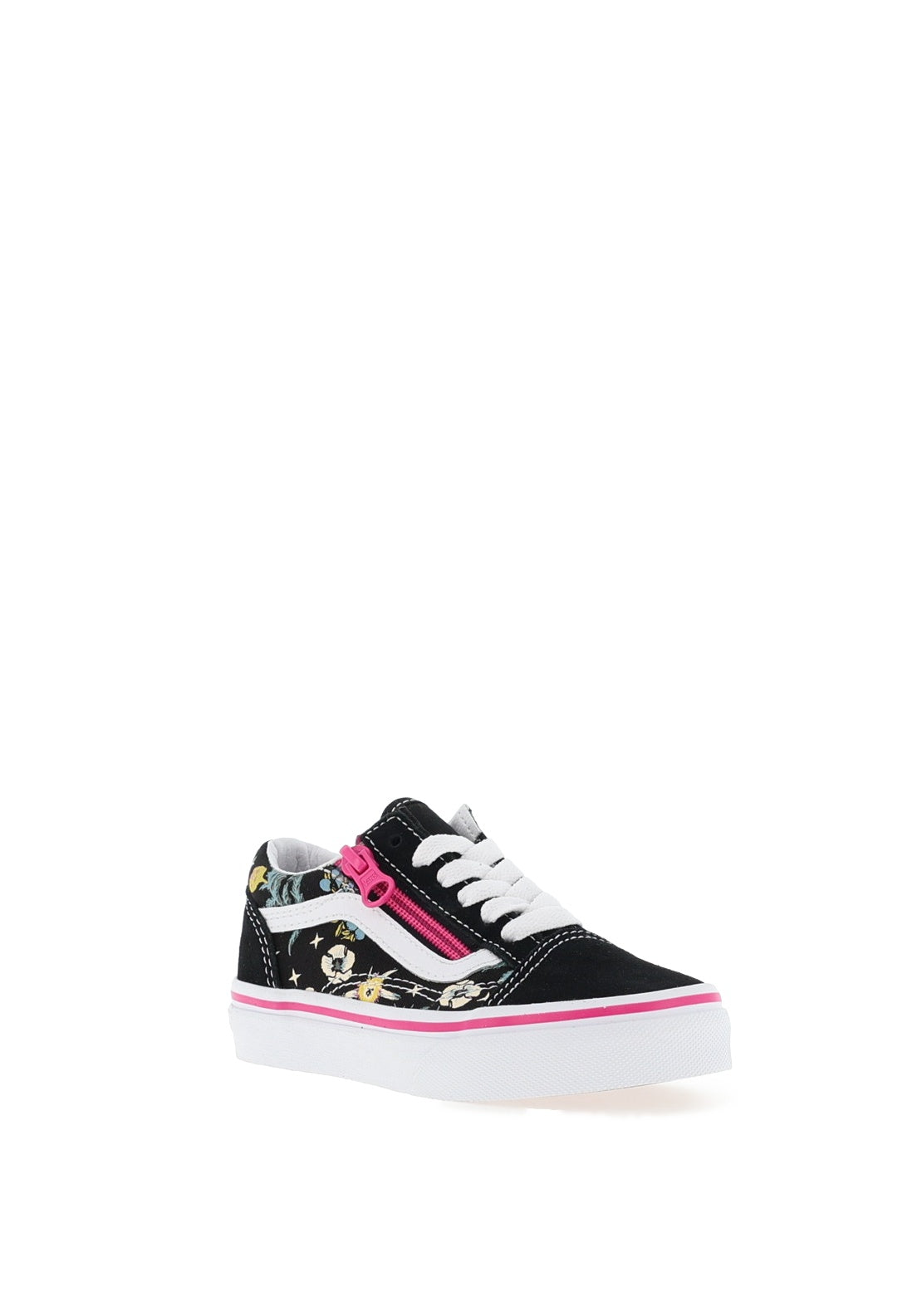 Vans Kids Old Skool Zip Glow In The Dark Trainers, Floral Black