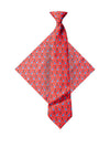 One Varones Giraffe Print Tie and Handkerchief, Red