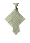 One Varones Check Tie and Handkerchief, Green