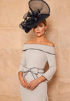 Veni Infantino Contrast Trim Midi Dress, Taupe & Navy