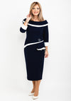 Veni Infantino Draped Ruffle Waist Midi Dress, Navy