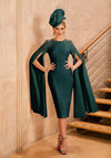Veni Infantino Beaded Cape Sleeve Dress, Emerald