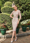 Veni Infantino Fully Beaded Fitted Midi Dress, Vintage Rose