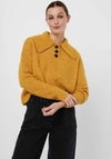 Vero Moda Daisy Collared Knit Crop Pullover, Mustard