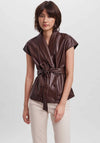Vero Moda Kayla Faux Leather Belted Vest, Coffee