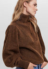 Vero Moda Magda Half Zip Knit Pullover, Brown