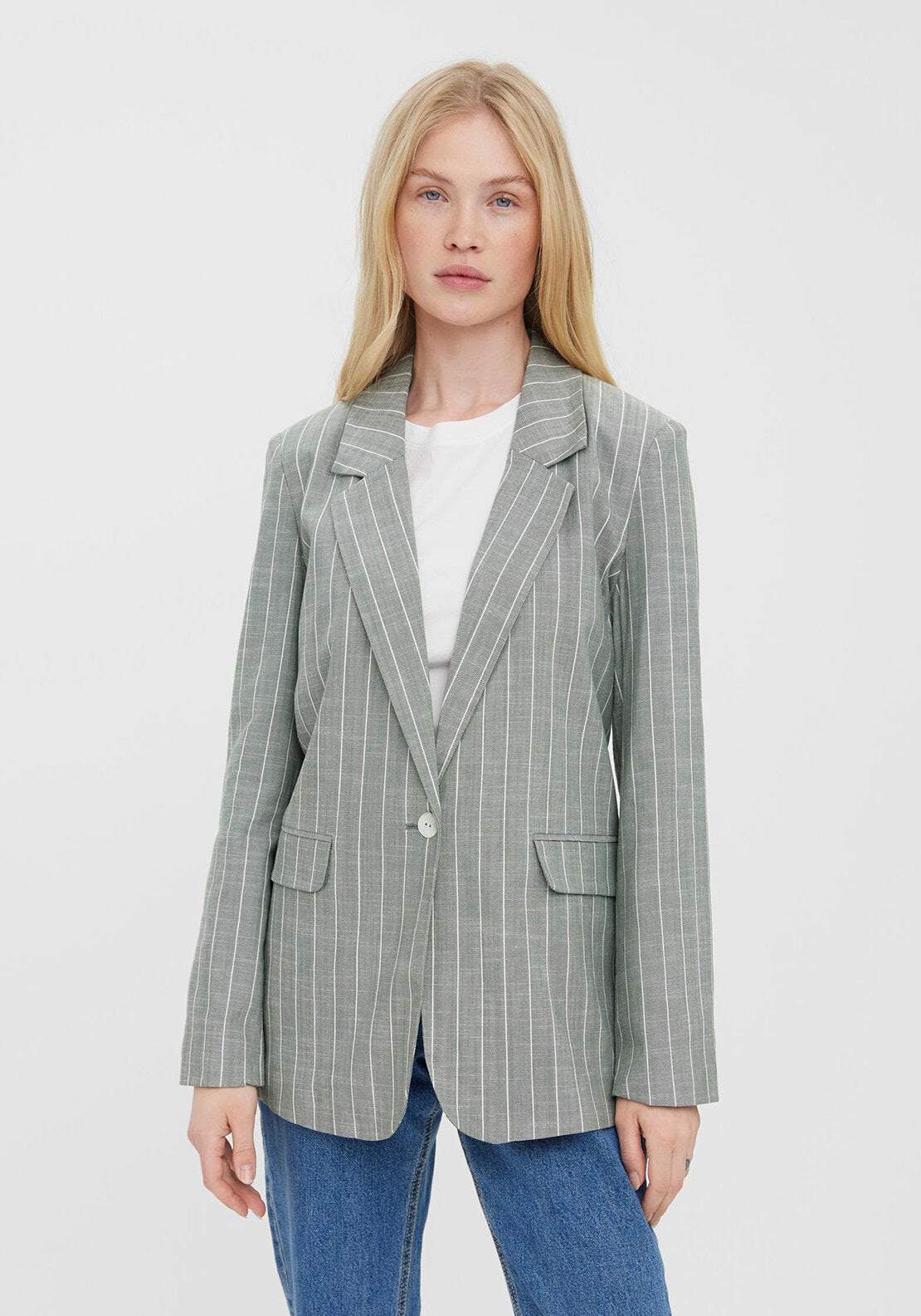 Vero Moda Serena Stiped Blazer, Laurel Wreath