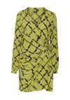 Vero Moda Printed Wrap Mini Dress, Bright Green Multi