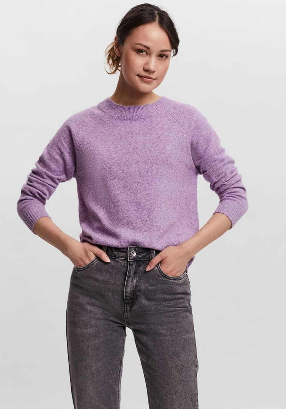 Vero Moda Doffy Soft Knit Jumper, Purple