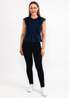 Vero Moda Caia Lace Trim Peplum Top, Navy Blazer