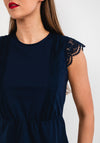 Vero Moda Caia Lace Trim Peplum Top, Navy Blazer