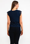 Vero Moda Caia Lace Trim Peplum Top, Navy Blazer