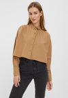 Vero Moda Gitanna Oversized Crop Shirt, Brown