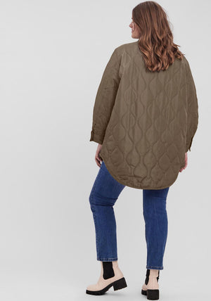 Vero Moda Curve Simone Lightweight Shirt Jacket, Khaki