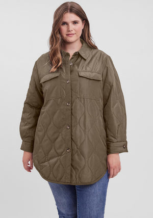 Vero Moda Curve Simone Lightweight Shirt Jacket, Khaki