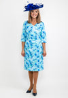Via Veneto Floral Print Pencil Dress, Blue Multi