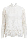 Vila Mariosa Geometric Lace Top, Optical Snow