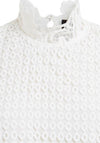 Vila Mariosa Geometric Lace Top, Optical Snow