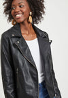 Vila Cara Faux Leather Biker Jacket, Black