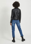 Vila Cara Faux Leather Biker Jacket, Black