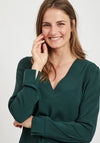 Vila Long Sleeve V Neck Top, Green