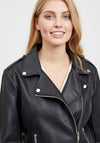 Vila Cara Faux Leather Biker Jacket, Black
