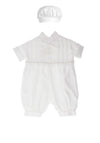 Vivaki Baby Boy Christening Romper and Hat, White