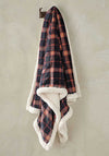Walton & Co Check Sherpa Flannel Throw, Midnight