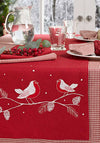 Walton & Co Embroidered Robins Table Runner, Red
