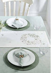 Walton & Co Embroidered Wreath Table Runner, White