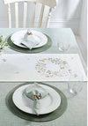 Walton & Co Embroidered Wreath Table Runner, White